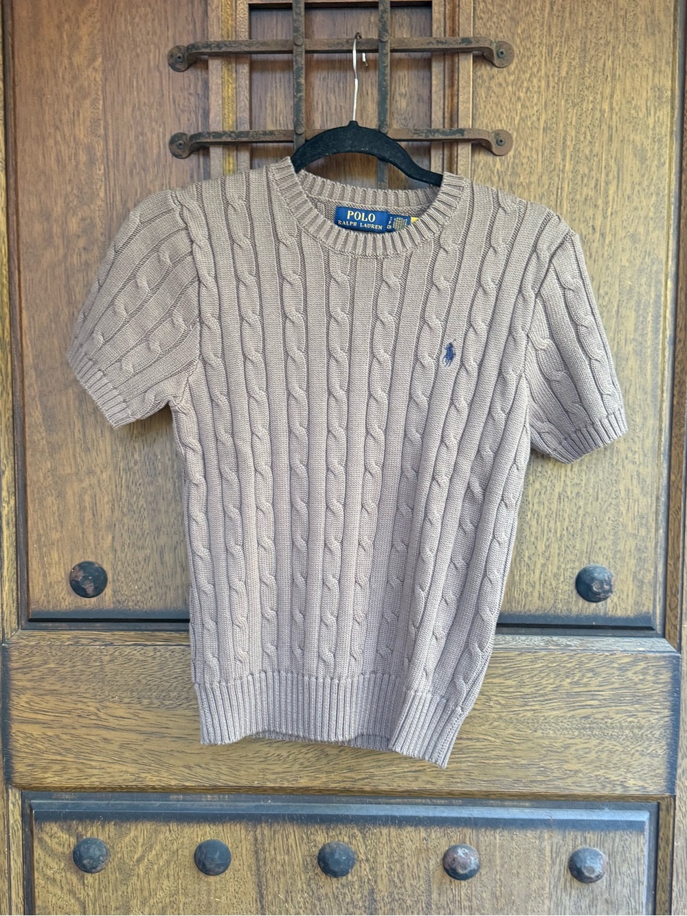 Polo Ralph Lauren Chocolate Short Sleeve Cable Knit Sweater  Size S